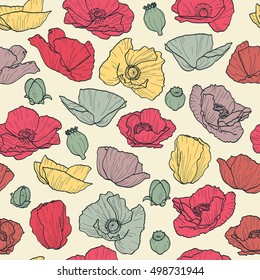 Seamless poppy pattern