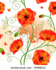 Seamless poppy pattern
