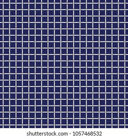 Seamless porcelain indigo blue and white lattice mesh textile pattern vector