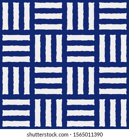 Seamless porcelain indigo blue and white vintage tribal textile pattern vector pattern
