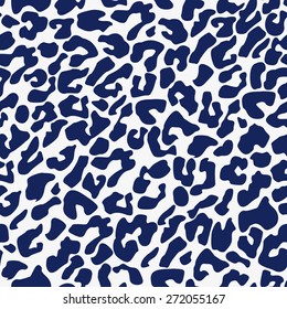 Seamless porcelain indigo blue and white leopard print tileable animal pattern vector
