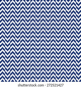 Seamless porcelain indigo blue and white retro chevron arrows op art pattern vector