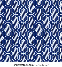 Seamless Porcelain Indigo Blue And White Vintage Moroccan Pattern Vector