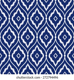 Seamless Porcelain Indigo Blue And White Vintage Persian Ikat Pattern Vector