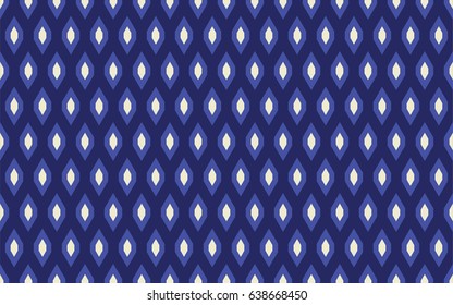 Seamless porcelain indigo blue and white vintage hexagonal ethnic pointy pattern vector