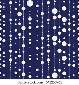 Seamless porcelain indigo blue and white beads on strings fashion pattern vector