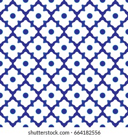 Seamless Porcelain Indigo Blue And White Simple Art Decor Vector, Chinese Blue Background, Ceramic  Pattern