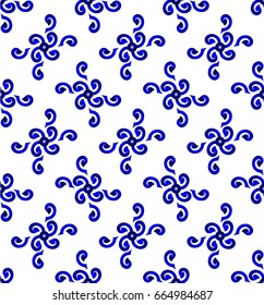 Seamless porcelain indigo blue and white simple art decor wave pattern vector, chinese blue pattern, ceramic