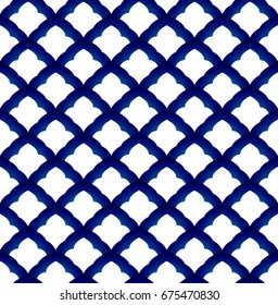 Seamless porcelain indigo blue and white simple art decor vector, chinese blue pattern, ceramic  background