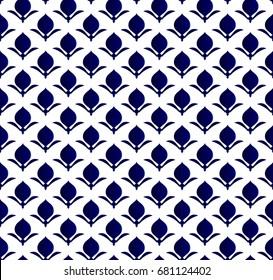 Seamless porcelain indigo blue and white simple art decor vector, Chinese blue pattern, ceramic  background