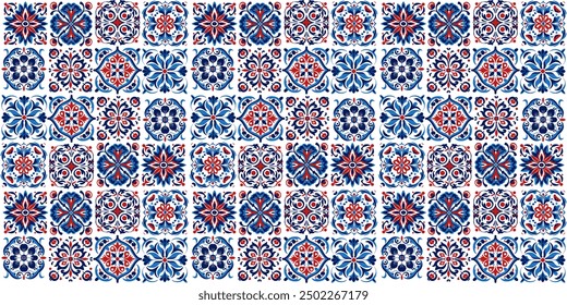 Seamless Portugal or Spain Azulejo Wall Tile Background.