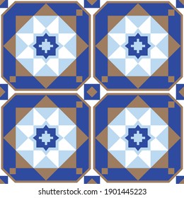 Seamless Portuguese tile pattern. Vector illustration. Portuguese vector tiles pattern. Talavera pattern. Azulejos Portugal. Turkish ornament. Moroccan tile mosaic. Spanish porcelain.