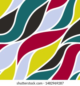 seamless positive vector of wavy lines, colorful print for girls and boys, abstract liquid pattern, bright background of curves