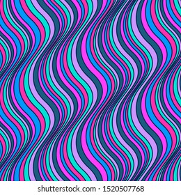 seamless positive vector of wavy lines, colorful print for girls and boys, abstract liquid pattern, bright background of curves