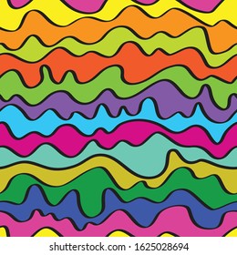 seamless positive vector of wavy lines, colorful print for girls and boys, abstract liquid pattern, bright background of curves