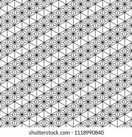 Seamless prefabricated panel based on Kumiko ornaments in black and white