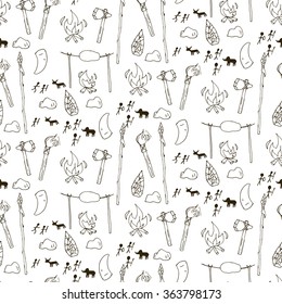 Seamless prehistorical pattern in cartoon style. Vector illustration