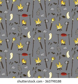 Seamless prehistorical pattern in cartoon style. Vector illustration