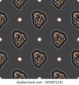 Seamless presentable pattern with flowers and monograms in simple style. Good for clothing and textiles. Vector 