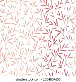 Seamless pretty bamboo rose gold leaves pattern. Vector. Illustration. White background.