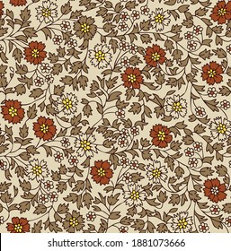 seamless pretty country floral and flower tile with leaves and curly trellis