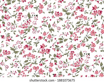 seamless pretty country floral and flower tile with leaves and curly trellis