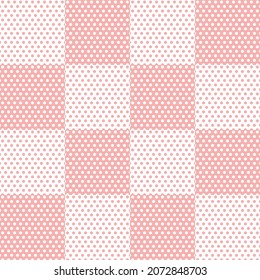 seamless pretty cute pink and white polka dots chessboard pattern background suitable for floor interior printing