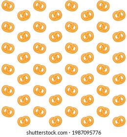 Seamless pretzel pattern on white background.