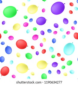 Seamless primitive background with party balloons of different colors . Vector illustration