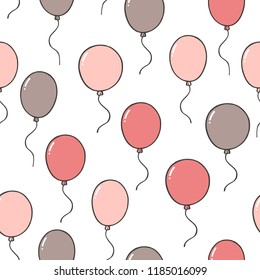 Seamless primitive background with party colors balloons. Vector background.