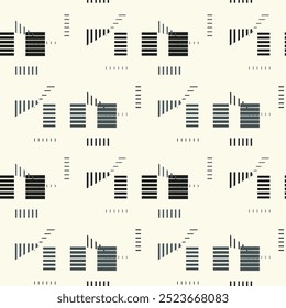 Seamless primitive blended minimalism patterns. Randomly scattered geometric shapes. Abstract retro design background