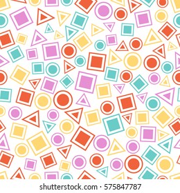 Seamless primitive geometric patterns for tissue and postcards. Trendy hipsters modern color background. Trendy geometric elements card. Vector illustration

