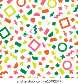 Seamless primitive geometric patterns for tissue and postcards. Trendy geometric elements. Hipsters modern color background. Vector illustration
