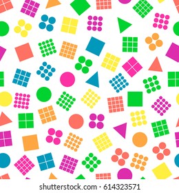 Seamless primitive geometric patterns for tissue and postcards. Trendy geometric elements. Hipsters modern color background. Vector illustration
