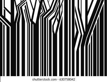 Seamless, primitive geometric trees, gradient, illustration.
Panorama of trees. Background. Landscape. Horizon. The abstract vector image. 