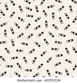 Seamless primitive jumble minimalism patterns. Randomly scattered geometric shapes. Abstract retro background design