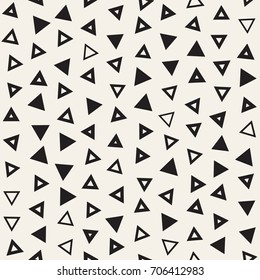 Seamless primitive jumble minimalism patterns. Randomly scattered geometric shapes. Abstract retro background design