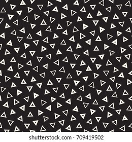 Seamless primitive jumble minimalism patterns. Randomly scattered geometric shapes. Abstract retro background design