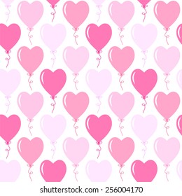 Seamless primitive retro background with hearts balloons ideal for Valentines day party or wedding