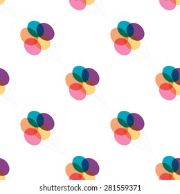 Seamless primitive retro background with party balloons of different colors