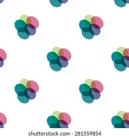 Seamless primitive retro background with party balloons of different colors