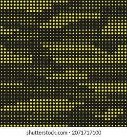 seamless print abstraction from krgs of different shapes. yellow circles on a black background. mesh of circles for clothing or print or background