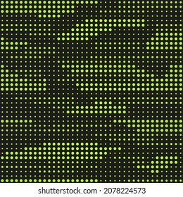 seamless print abstraction from krgs of different shapes. green circles on a black background. mesh of circles for clothing or print or background