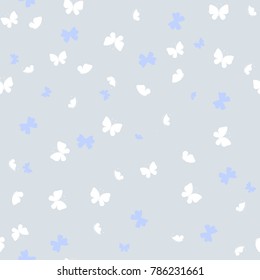 Seamless print with butterflies. Cute background for design of fabric, paper, wrappers and wallpaper.