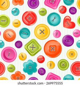 Seamless print with colorful buttons. Vector background.