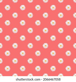 seamless print of daisies on a red background. abstract chamomile flowers for clothing or print