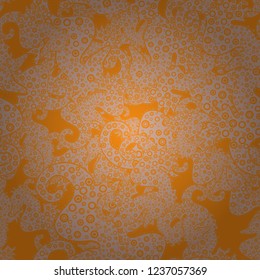 Seamless Print. Elements orange, neutral and beige on colors. Vector illustration. Flat doodles. Design. Cute fabric pattern.