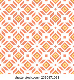 Seamless print with geometric elements. Squares and various elements are placed diagonally and create rhombuses