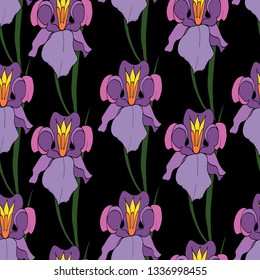 
Seamless print of iris flowers. Vector graphics.