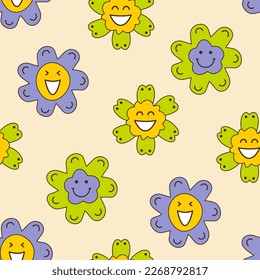 Seamless print, joyful flowers. Abstract pattern, meadow floret. Creative branding design
